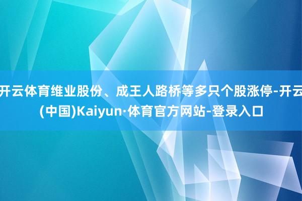 开云体育维业股份、成王人路桥等多只个股涨停-开云(中国)Kaiyun·体育官方网站-登录入口